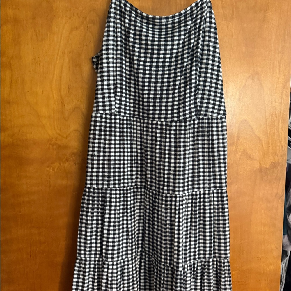LOFT Black and White Tiered mini dress